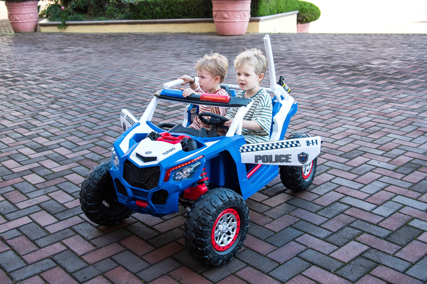 24V Freddo Storm Police UTV 2-Seater for Kids with Lights & Sirens for Action-Packed Adventures