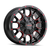 Mayhem 8015 Warrior 17x9 / 5x127 BP / 18mm Offset / 87mm Hub Black w/ Prism Red Wheel